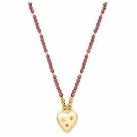Leonardo 023228 Ladies Necklace Anka Gold Plated Stainless Steel with Garnet
