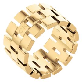 CALVIN KLEIN 35000325 Women's Ring Geometric Gold Plated Stainless Steel