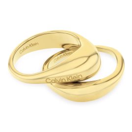 CALVIN KLEIN 35000448 Women's Ring Set Stainless Steel Gold Tone Elongated Drops