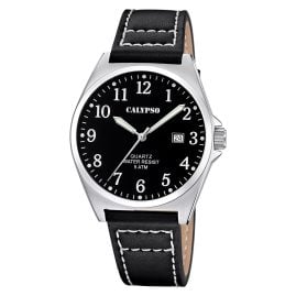 Calypso K5868/4 Men's Wristwatch with Leather Strap Black