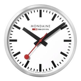 Mondaine A995.CLOCK.16SBB Wall Clock Large Silver Tone/White 40 cm