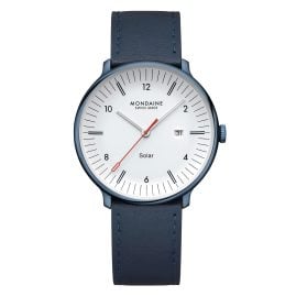 Mondaine MLE.41910.LQV Unisex Armbanduhr Doppio Solar Blau 41 mm