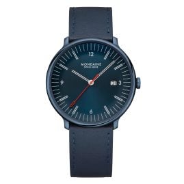 Mondaine MLE.41240.LDV Herrenuhr Quarz Doppio Blau 41 mm