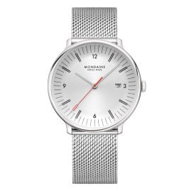 Mondaine MLE.41210.SM Herren-Quarzuhr Doppio mit Meshband