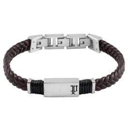 Police PEAGB0079502 Men's Bracelet Ridgecord Dark Brown Leather