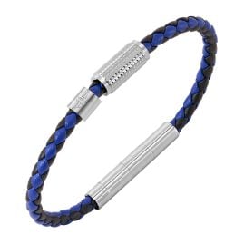 Police PEAGB0001130 Herren-Armband Urban Texture Leder Blau/Schwarz