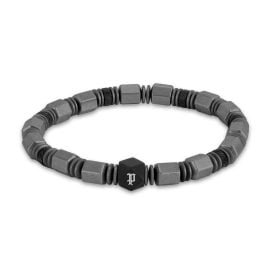 Police PEAGB0083401 Herren-Armband Hexchain Grau/Schwarz
