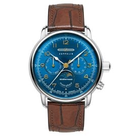 Zeppelin 9636-3 Men's Watch 100 Years Of Mediterranée Moon Phase Brown/Blue