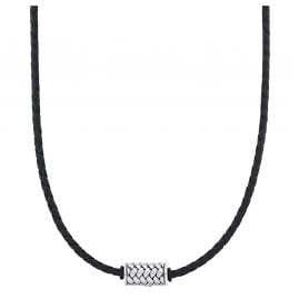 s.Oliver 2031546 Men's Leather Necklace Black