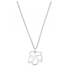 s.Oliver 2033874 Damen-Halskette Blume Silber
