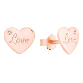 s.Oliver 2031418 Women's Stud Earrings Heart Rose Gold Plated Silver
