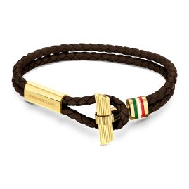Ducati DTAGB2136803 Leather Bracelet for Men Collezione Brown/Gold Tone