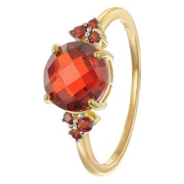 trendor 28098 Women's Ring Gold Plated 925 Silver With Synthetic Garnet