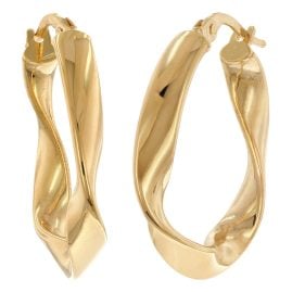 trendor 28186 Damenohrringe Gold 585 / 14K Ovale Creolen Ø 25 mm