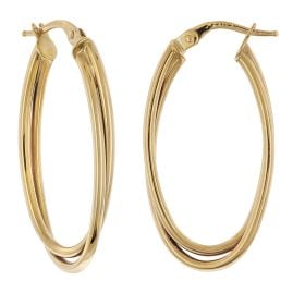 trendor 28185 Damen-Ohrringe Gold 585 / 14K Ovale Creolen Ø 31 mm