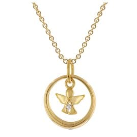 trendor 28210 Taufring Mit Engel Gold 333 / 8K An Vergoldeter Silberkette