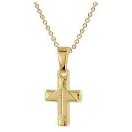 trendor 28218 Kinder Kreuz-Anhänger Gold 333 / 8K An Vergoldeter Silberkette