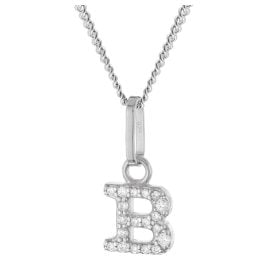 trendor 28240-B Women's Necklace With Letter B Rhodium-Plated 925 Silver