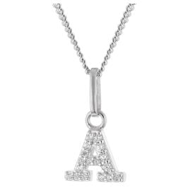 trendor 28240-A Women's Necklace With Letter A Rhodium-Plated 925 Silver
