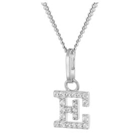 trendor 28240-E Women's Necklace With Letter E Rhodium-Plated 925 Silver