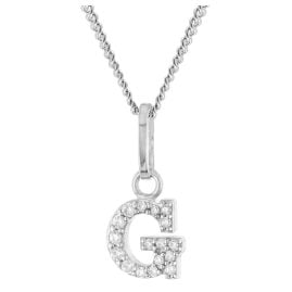 trendor 28240-G Damen-Kette mit Buchstabe G Anhänger 925 Silber Rhodiniert