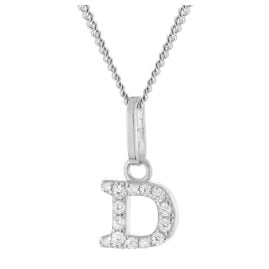 trendor 28240-D Women's Necklace with Letter D Rhodium-Plated 925 Silver