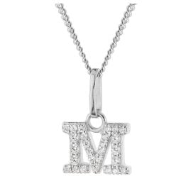 trendor 28240-M Women's Necklace With Letter M Rhodium-Plated 925 Silver