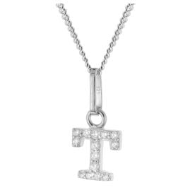 trendor 28240-T Women's Necklace With Letter T Rhodium-Plated 925 Silver