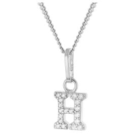 trendor 28240-H Women's Necklace With Letter H Rhodium-Plated 925 Silver