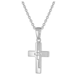 trendor 28402 Kinder-Halskette Mit Kleinem Kreuz 925 Silber Rhodiniert