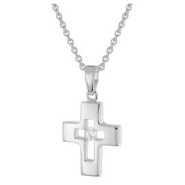 trendor 28404 Children's Necklace With Cross Rhodium-Plated 925 Silver