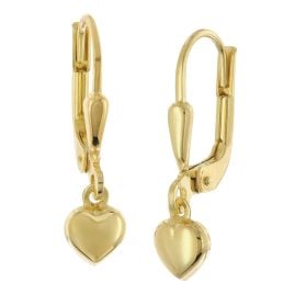 trendor 28465 Children's Heart Dangle Earrings 333/8K Gold