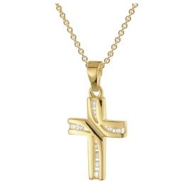 trendor 28578 Women's Cross Pendant 333 Yellow Gold with Gold-Plated Chain