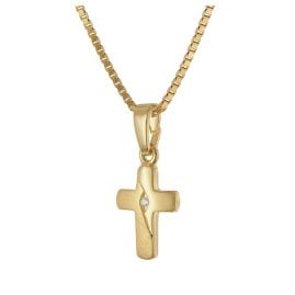 trendor 28448 Children's Cross Necklace 925 Silver Gold-Plated