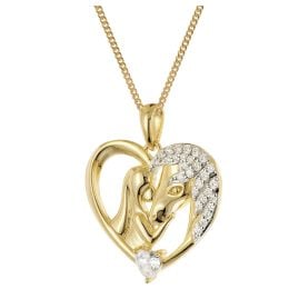 trendor 28446 Women's Necklace Heart with Horse and Girl Gold-Plated Silver