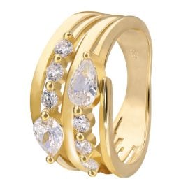 trendor 28520 Ladies' Ring Gold-Plated 925 Silver With Cubic Zirconia
