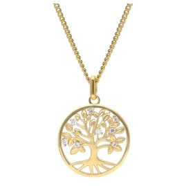 trendor 28538 Damen-Kette 925 Silber Vergoldet Lebensbaum Collier