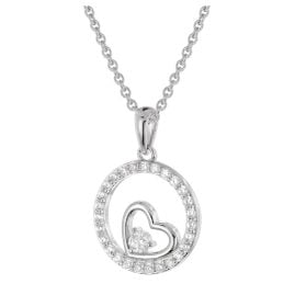 trendor 28410 Damen-Kette mit Zirkonia Herz-Anhänger 925 Silber Rhodiniert