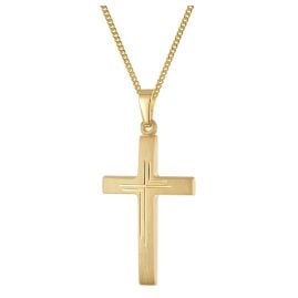 trendor 28592 Cross 333 Gold with Gold-Plated Silver Chain