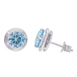 trendor 28795-03 Damen-Ohrringe 925 Silber Zirkonia-Ohrstecker Hellblau