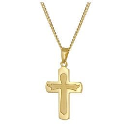 trendor 28598 Cross Pendant 333 (8K) Gold + Gold-Plated Silver Chain