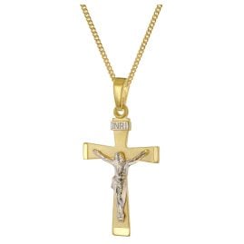 trendor 28744 Kruzifix-Anhänger 22 mm mit Kette 925 Silber vergoldet