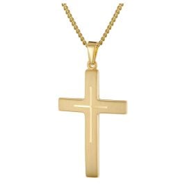 trendor 28862 Men's Cross Pendant 333/8K Gold with Gold-Plated Necklace