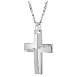 trendor 28408 Herren-Halskette Mit Kreuz 925 Silber Rhodiniert