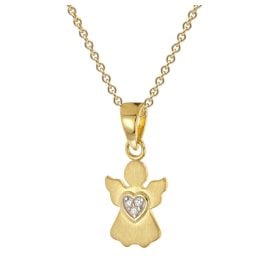 trendor 28974 Angel Pendant Gold 333 with Gold Plated Silver Chain for Kids