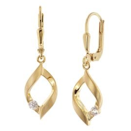 trendor 21087 Women's Dangle Earrings Gold-Plated Silver Cubic Zirconia