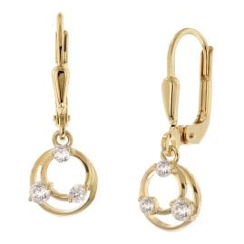 trendor 21089 Women's Dangle Earrings Gold-Plated Silver Cubic Zirconia