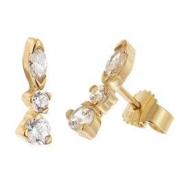 trendor 21088 Women's Stud Earrings Gold-Plated Silver Cubic Zirconia