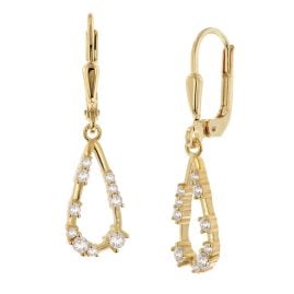 trendor 21090 Women's Drop Earrings Gold-Plated Silver Cubic Zirconia