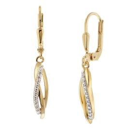 trendor 21091 Damen-Ohrringe 925 Silber Vergoldet Zirkonia Ohrhänger